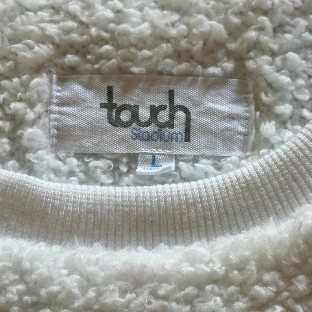 Touch Stadium Packers Rhinestone White Sherpa Fleece Crewneck Women's Large - Picture 5 of 6